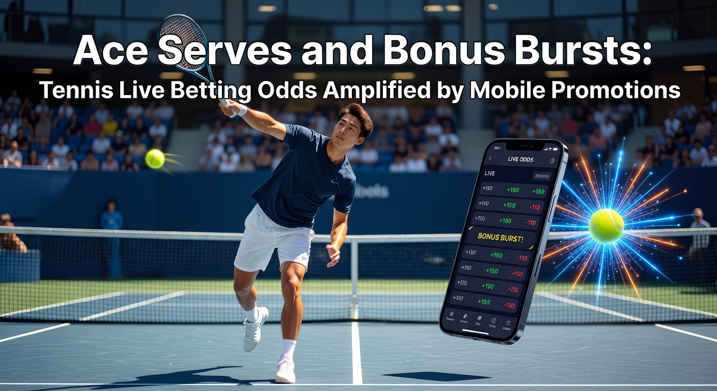 Smartphone screen displaying live tennis betting app with active bonus burst promotion, odds boosting on an ace serve bet during a Wimbledon quarterfinal