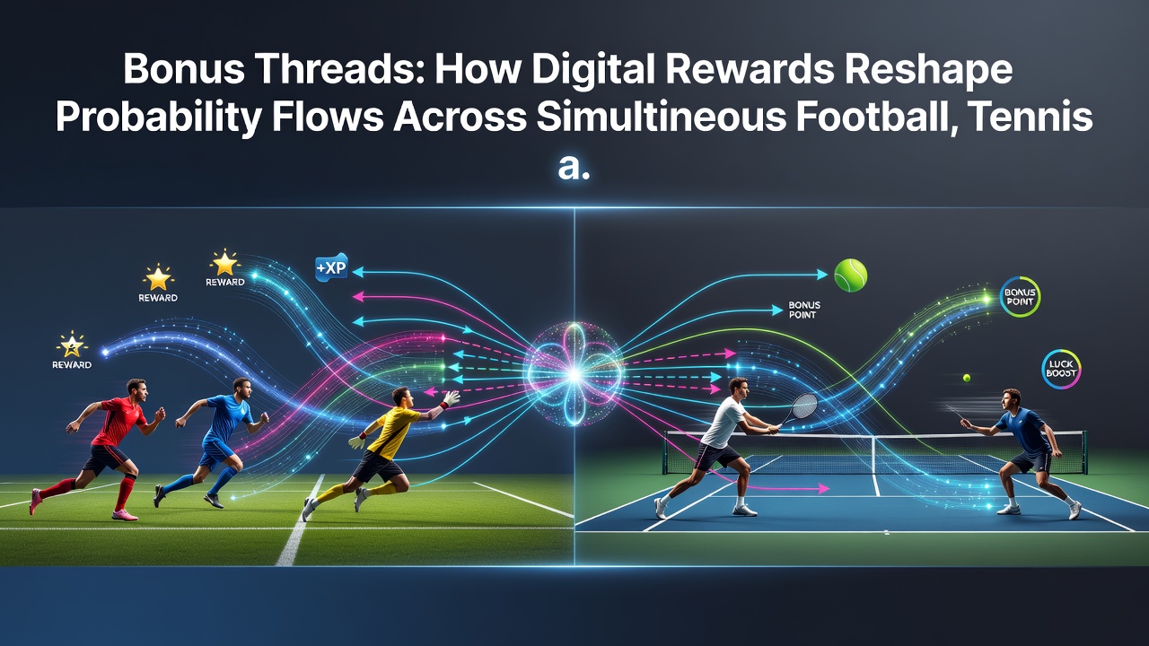 Flow diagram illustrating how bonus values move between simultaneous football, tennis, and horse racing probability models