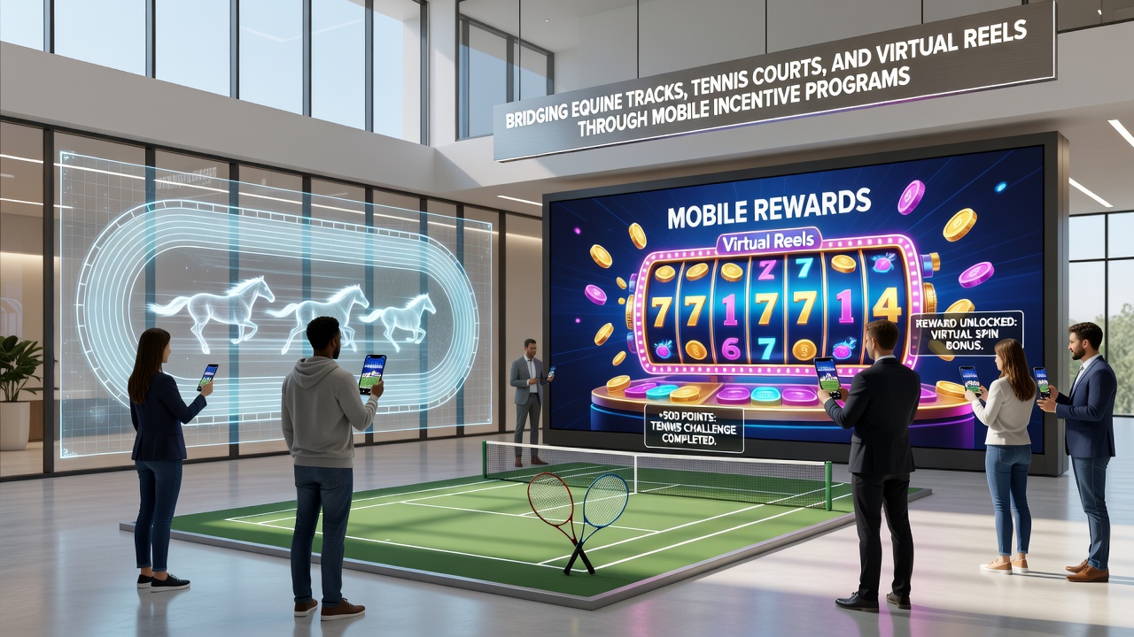 User dashboard displaying unified bonus balances across horse racing, tennis, and slot reels